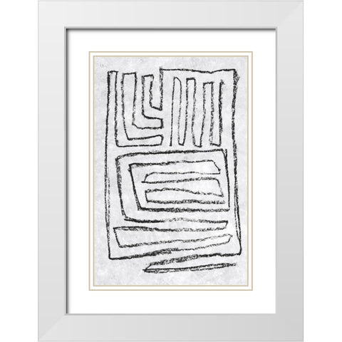 Black and White Runes II White Modern Wood Framed Art Print with Double Matting by Goldberger, Jennifer