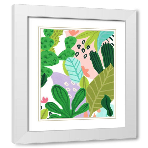 Party Plants I White Modern Wood Framed Art Print with Double Matting by Vess, June Erica