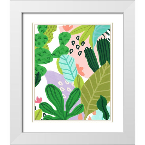 Party Plants I White Modern Wood Framed Art Print with Double Matting by Vess, June Erica