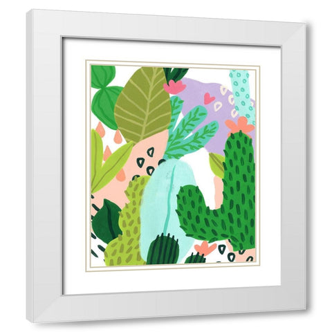 Party Plants II White Modern Wood Framed Art Print with Double Matting by Vess, June Erica