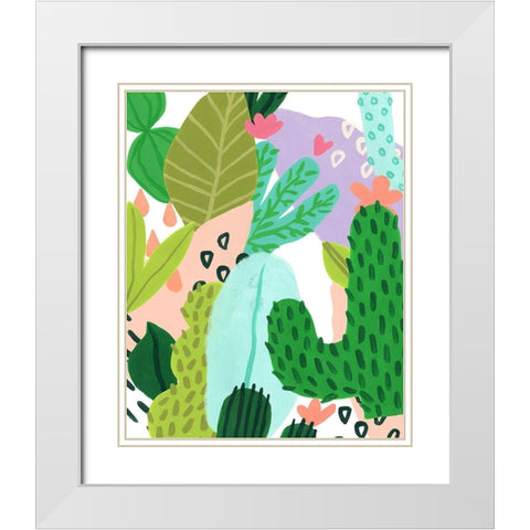Party Plants II White Modern Wood Framed Art Print with Double Matting by Vess, June Erica