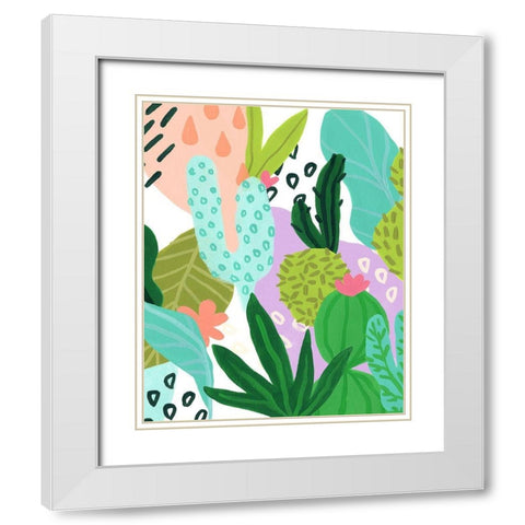 Party Plants III White Modern Wood Framed Art Print with Double Matting by Vess, June Erica