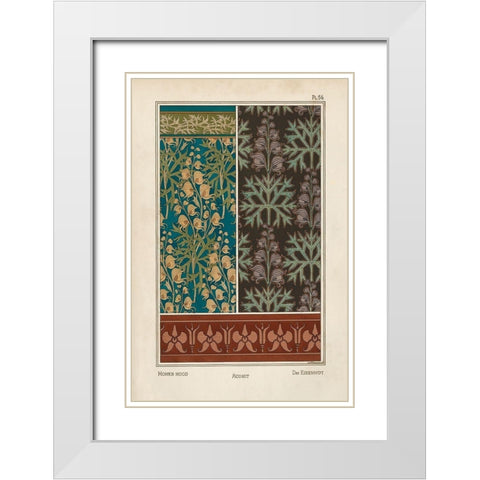 Nouveau Decorative V White Modern Wood Framed Art Print with Double Matting by Vision Studio