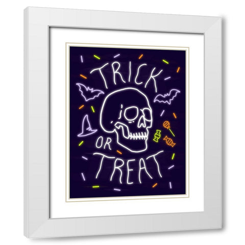 Neon Halloween I White Modern Wood Framed Art Print with Double Matting by Barnes, Victoria