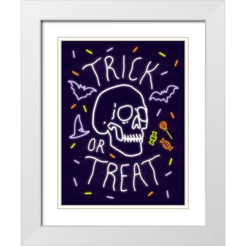 Neon Halloween I White Modern Wood Framed Art Print with Double Matting by Barnes, Victoria