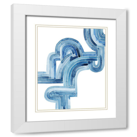 Blue Braid II White Modern Wood Framed Art Print with Double Matting by Popp, Grace