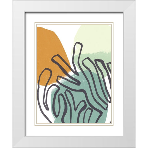 Midcentury Modern Coral I White Modern Wood Framed Art Print with Double Matting by Vess, June Erica