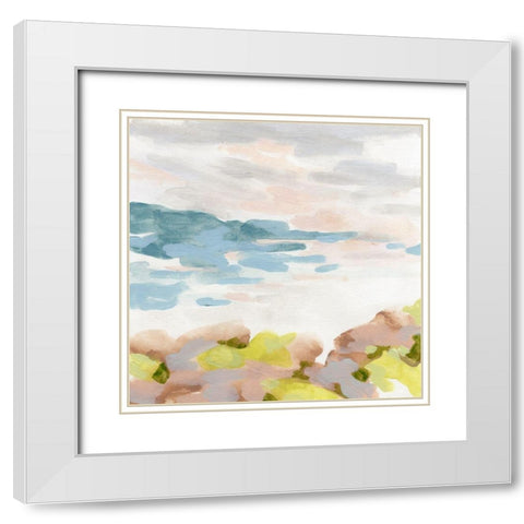 Pastel Shoreline I White Modern Wood Framed Art Print with Double Matting by Vess, June Erica
