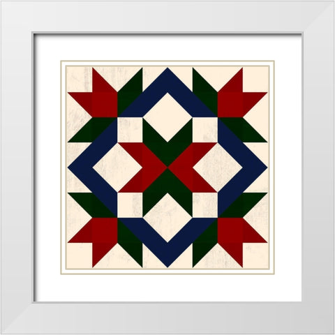 Christmas Barn Quilt I White Modern Wood Framed Art Print with Double Matting by Barnes, Victoria