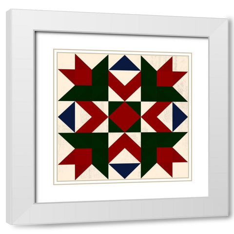 Christmas Barn Quilt III White Modern Wood Framed Art Print with Double Matting by Barnes, Victoria