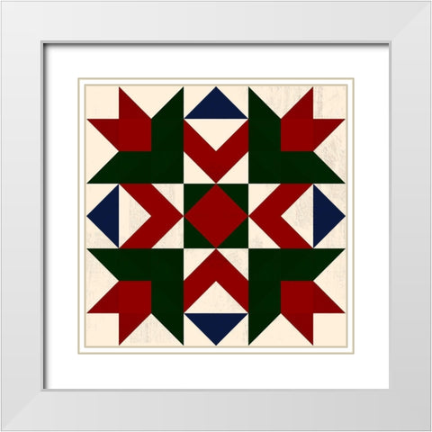 Christmas Barn Quilt III White Modern Wood Framed Art Print with Double Matting by Barnes, Victoria