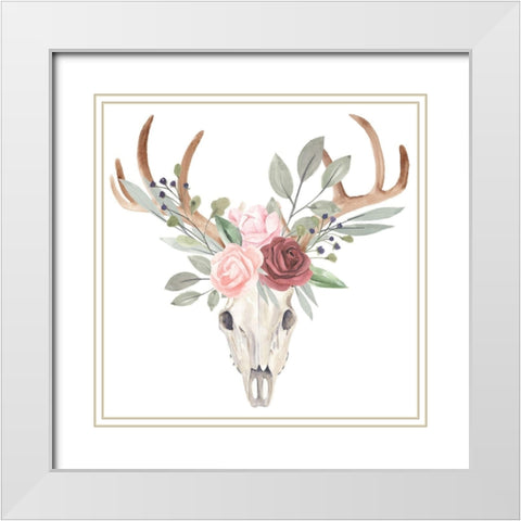 Branched Posy I White Modern Wood Framed Art Print with Double Matting by Warren, Annie