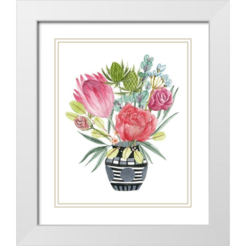 Protea Awakening I White Modern Wood Framed Art Print with Double Matting by Wang, Melissa