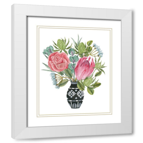 Protea Awakening II White Modern Wood Framed Art Print with Double Matting by Wang, Melissa