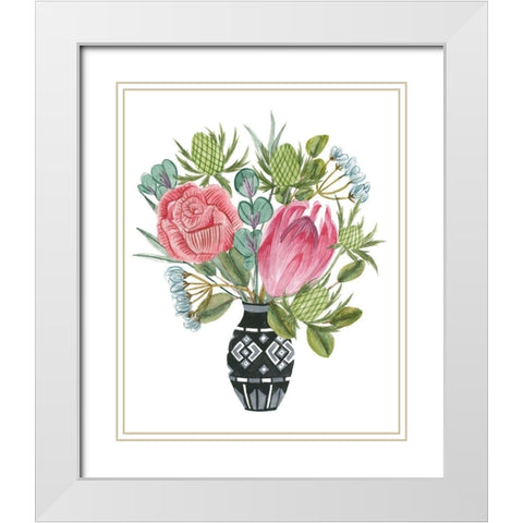 Protea Awakening II White Modern Wood Framed Art Print with Double Matting by Wang, Melissa