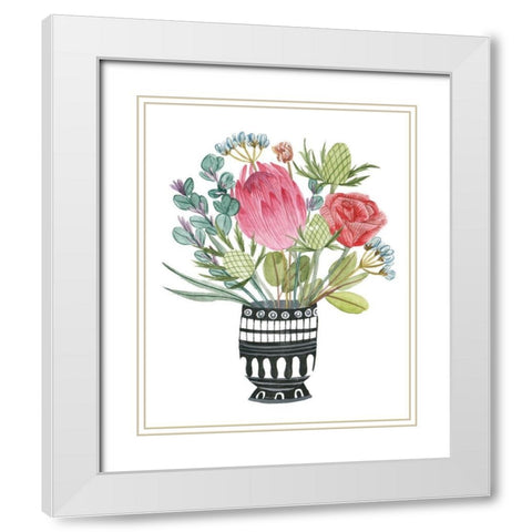 Protea Awakening III White Modern Wood Framed Art Print with Double Matting by Wang, Melissa