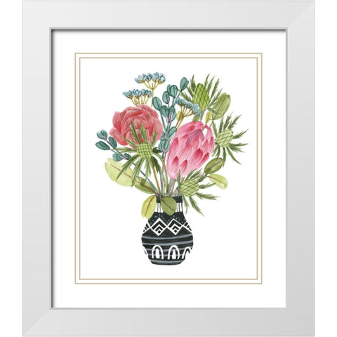 Protea Awakening IV White Modern Wood Framed Art Print with Double Matting by Wang, Melissa