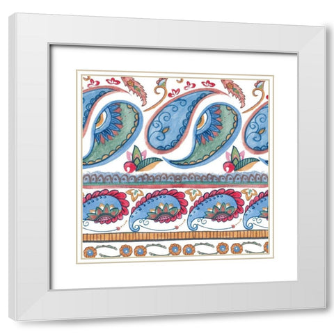 Paisley Doodle I White Modern Wood Framed Art Print with Double Matting by Wang, Melissa