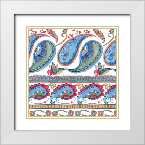 Paisley Doodle I White Modern Wood Framed Art Print with Double Matting by Wang, Melissa