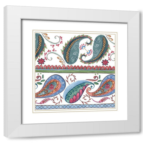 Paisley Doodle II White Modern Wood Framed Art Print with Double Matting by Wang, Melissa