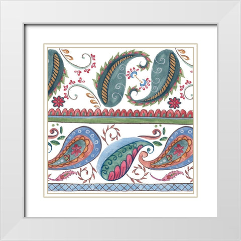 Paisley Doodle II White Modern Wood Framed Art Print with Double Matting by Wang, Melissa