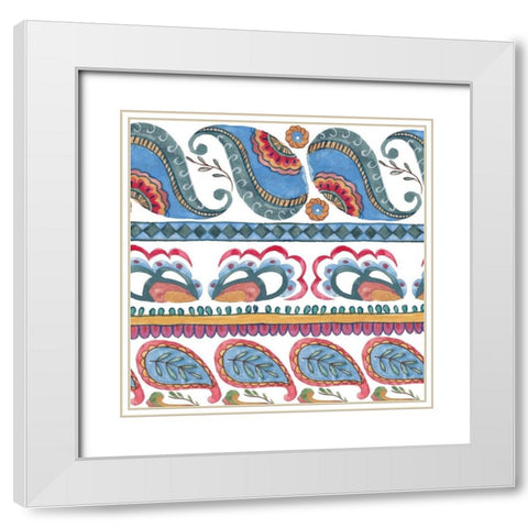 Paisley Doodle III White Modern Wood Framed Art Print with Double Matting by Wang, Melissa