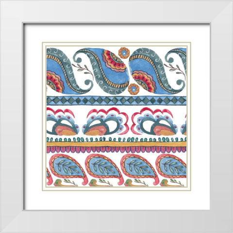 Paisley Doodle III White Modern Wood Framed Art Print with Double Matting by Wang, Melissa