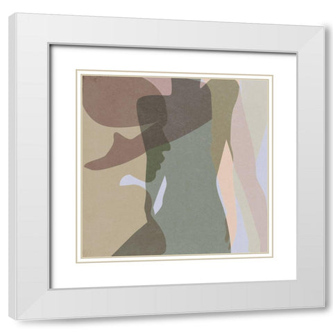 Stories In Between V White Modern Wood Framed Art Print with Double Matting by Wang, Melissa