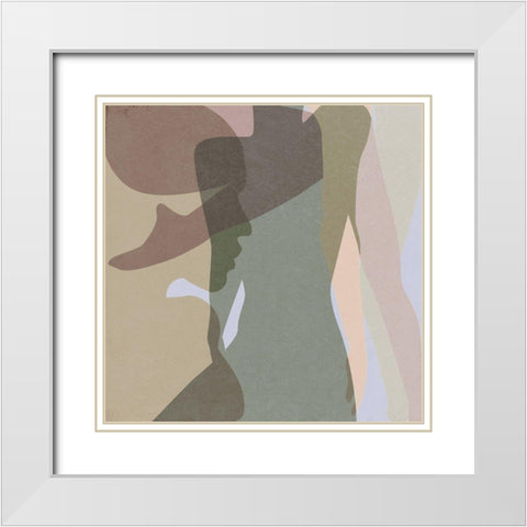 Stories In Between V White Modern Wood Framed Art Print with Double Matting by Wang, Melissa