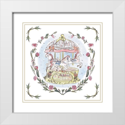 Winter Carousel I White Modern Wood Framed Art Print with Double Matting by Wang, Melissa