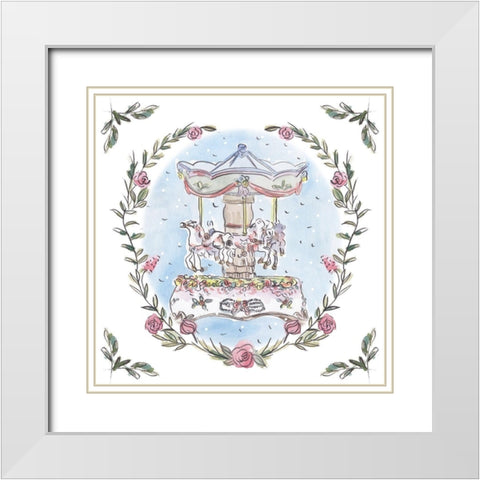 Winter Carousel II White Modern Wood Framed Art Print with Double Matting by Wang, Melissa