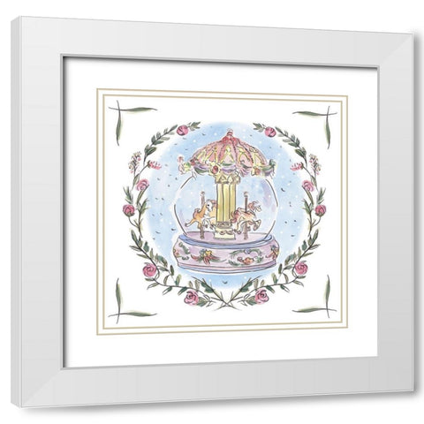 Winter Carousel IV White Modern Wood Framed Art Print with Double Matting by Wang, Melissa