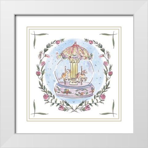 Winter Carousel IV White Modern Wood Framed Art Print with Double Matting by Wang, Melissa