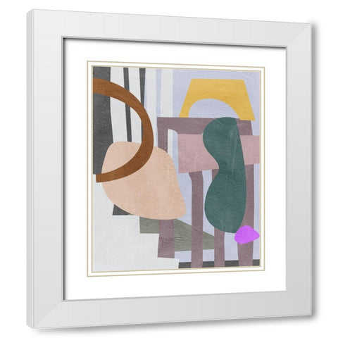 City Shades III White Modern Wood Framed Art Print with Double Matting by Wang, Melissa