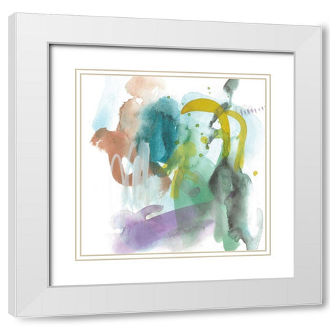 Turquoise Bay I White Modern Wood Framed Art Print with Double Matting by Wang, Melissa