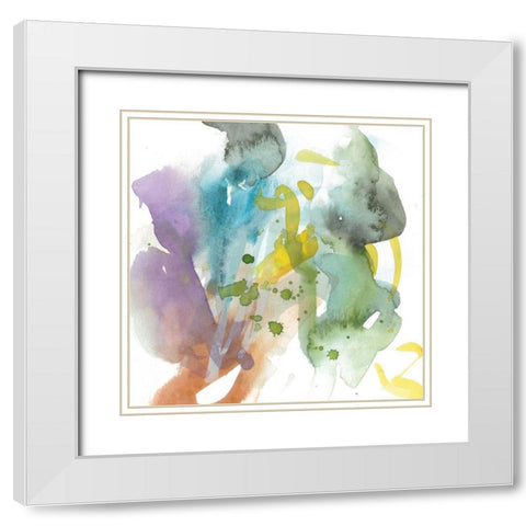 Turquoise Bay V White Modern Wood Framed Art Print with Double Matting by Wang, Melissa