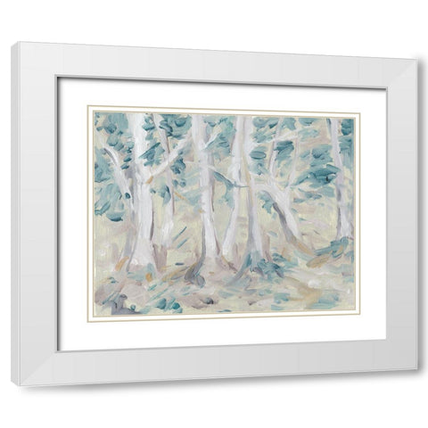 Misty Autumn Forest I White Modern Wood Framed Art Print with Double Matting by Wang, Melissa