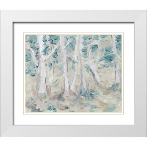 Misty Autumn Forest I White Modern Wood Framed Art Print with Double Matting by Wang, Melissa