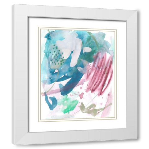 Magenta Wave Form I White Modern Wood Framed Art Print with Double Matting by Wang, Melissa