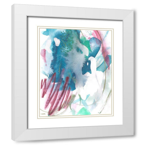 Magenta Wave Form II White Modern Wood Framed Art Print with Double Matting by Wang, Melissa