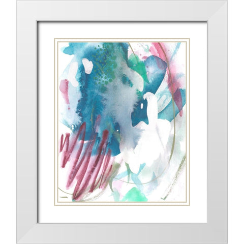 Magenta Wave Form II White Modern Wood Framed Art Print with Double Matting by Wang, Melissa