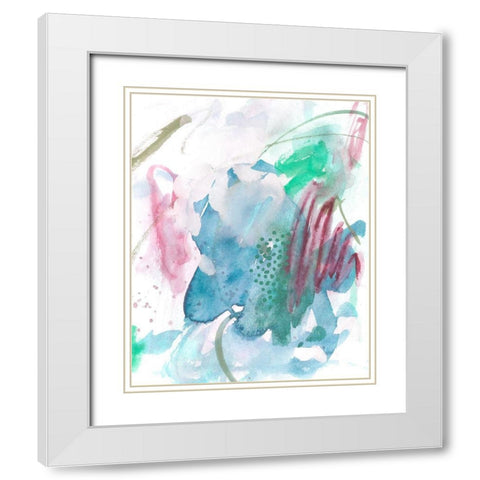Magenta Wave Form III White Modern Wood Framed Art Print with Double Matting by Wang, Melissa