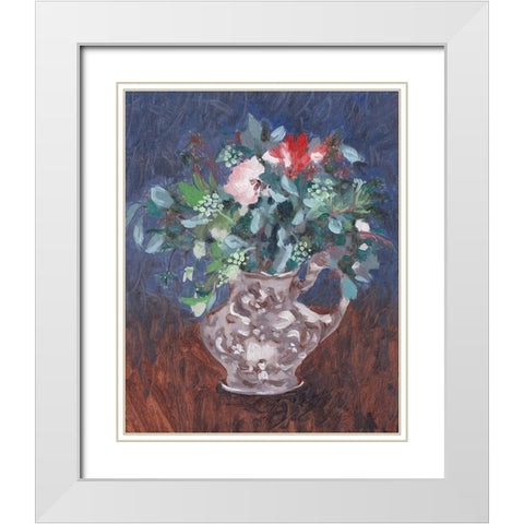 Night Bouquet I White Modern Wood Framed Art Print with Double Matting by Wang, Melissa