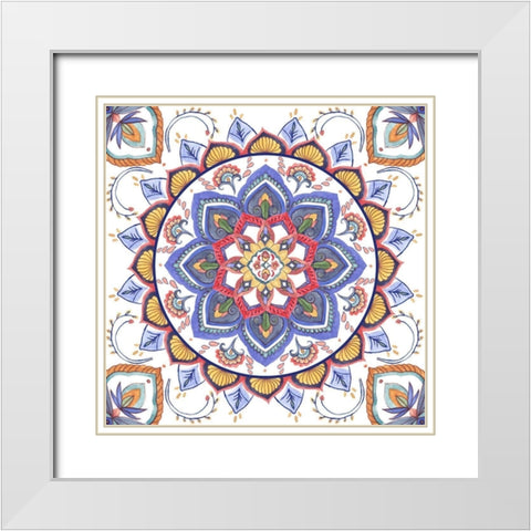 Mandala Meditation III White Modern Wood Framed Art Print with Double Matting by Wang, Melissa