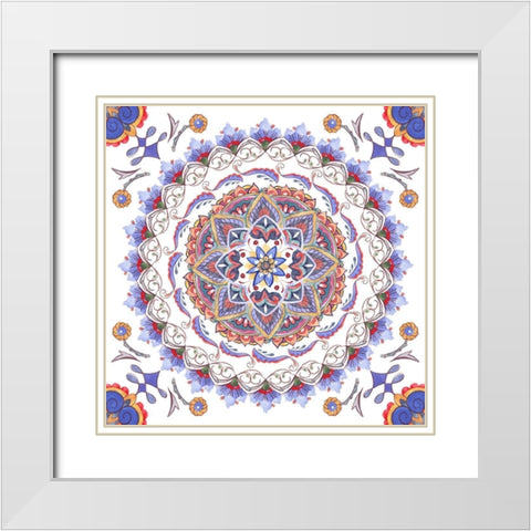 Mandala Meditation V White Modern Wood Framed Art Print with Double Matting by Wang, Melissa