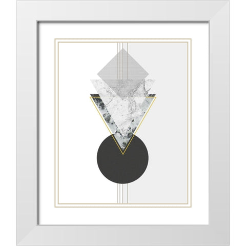 Marbled Deco I White Modern Wood Framed Art Print with Double Matting by Balbuena, Sabrina