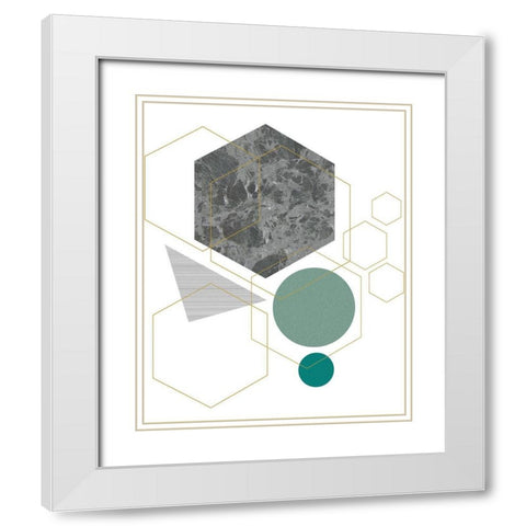 Marbled Deco II White Modern Wood Framed Art Print with Double Matting by Balbuena, Sabrina