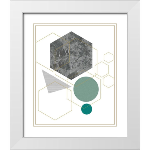 Marbled Deco II White Modern Wood Framed Art Print with Double Matting by Balbuena, Sabrina