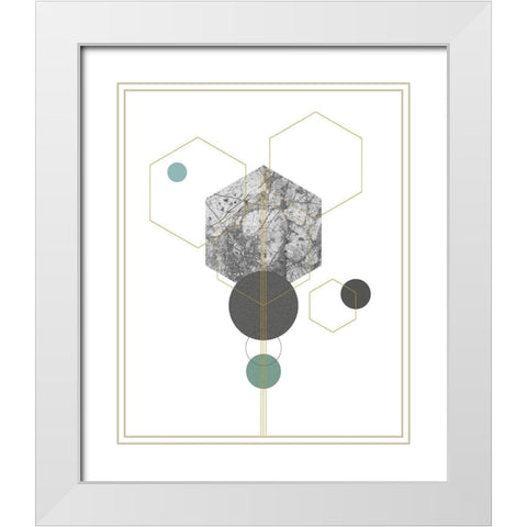 Marbled Deco IV White Modern Wood Framed Art Print with Double Matting by Balbuena, Sabrina