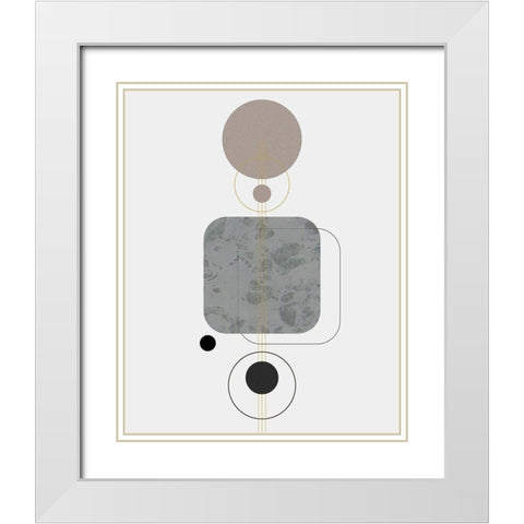 Marbled Deco V White Modern Wood Framed Art Print with Double Matting by Balbuena, Sabrina